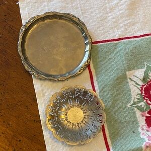 Silver Decorative Metal Coasters - Scalloped and Pierced Designs